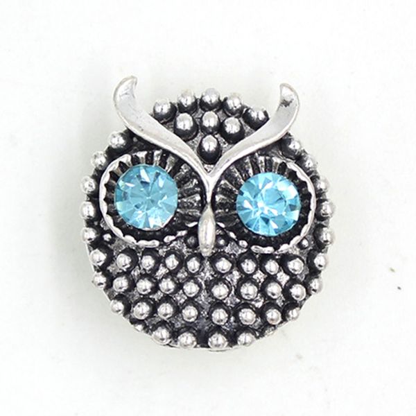 wholesale diy interchangeable metal button 2 color rhinestone crystal animal owl buttons for snap jewelry snap button bracelet snap necklace